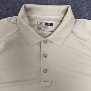 5.11 Tactical Polo Shirt Mens Medium‎ M Short Sleeve Beige Outdoor Casual Rugged